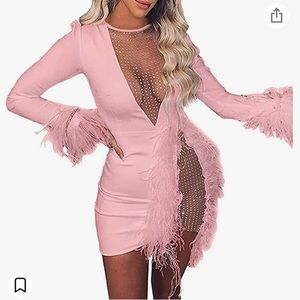 Pink fluffy sequin dress